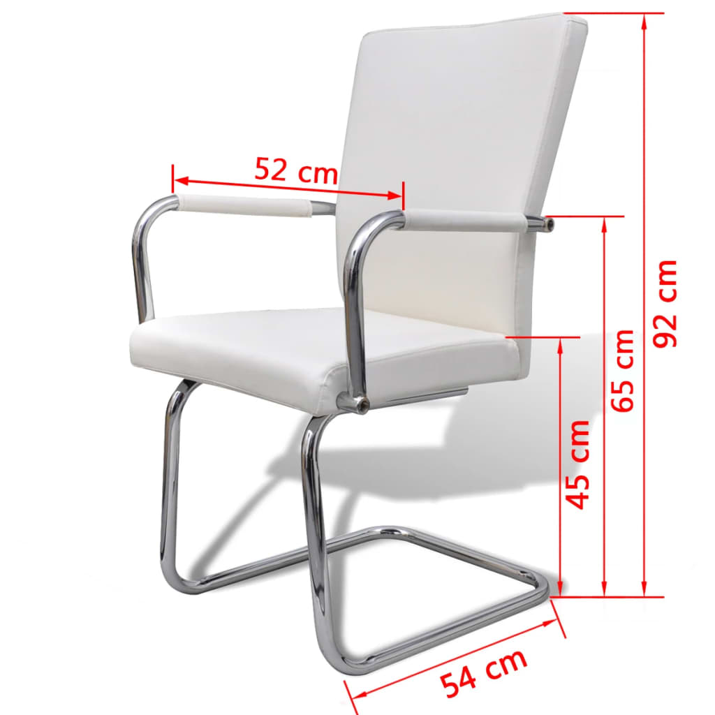 Chaises à manger cantilever lot de 4 blanc similicuir - XIOS