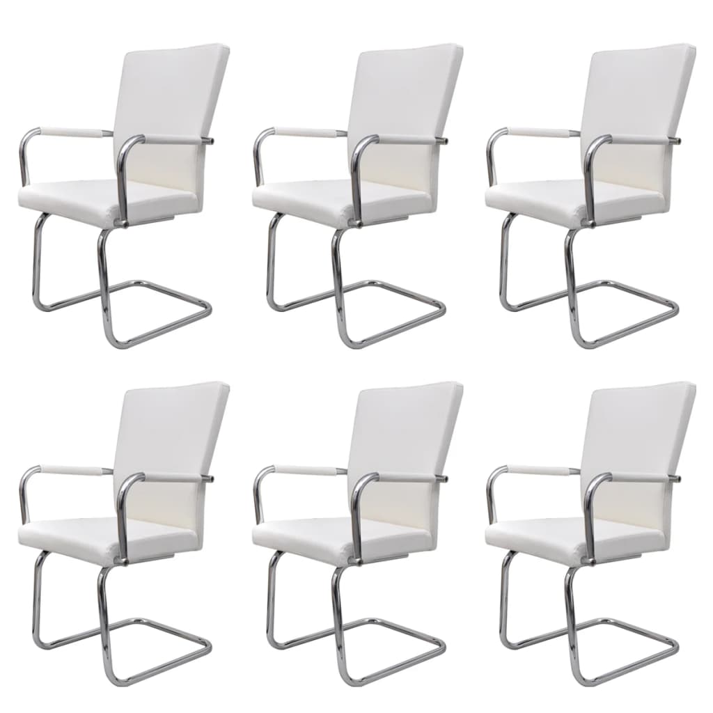 Chaises à manger cantilever lot de 6 blanc similicuir - XIOS