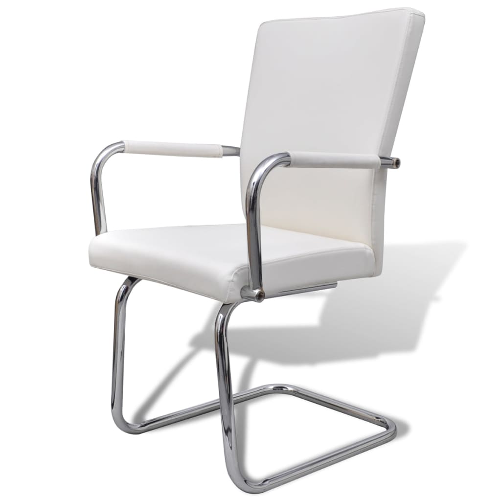 Chaises à manger cantilever lot de 6 blanc similicuir - XIOS