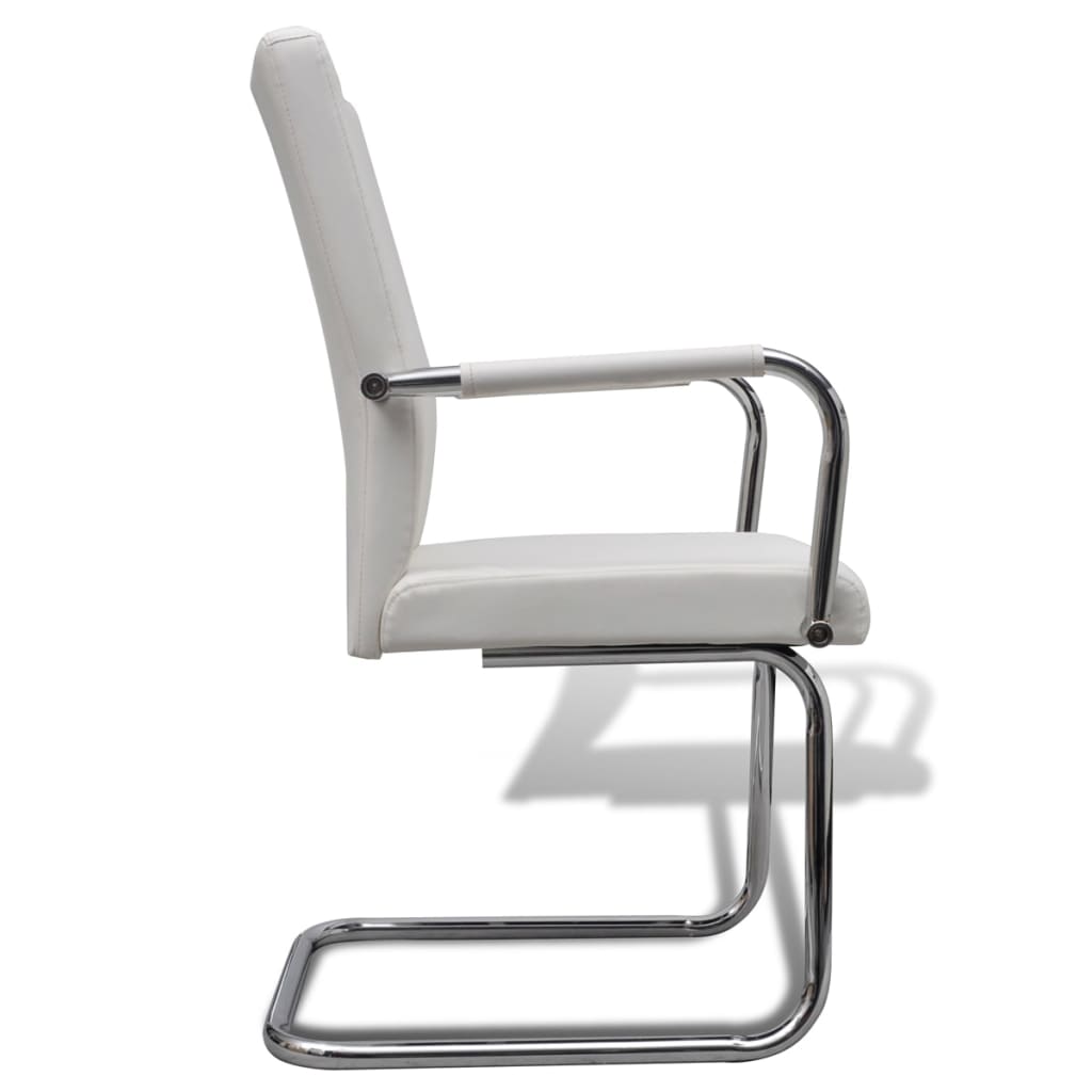 Chaises à manger cantilever lot de 6 blanc similicuir - XIOS
