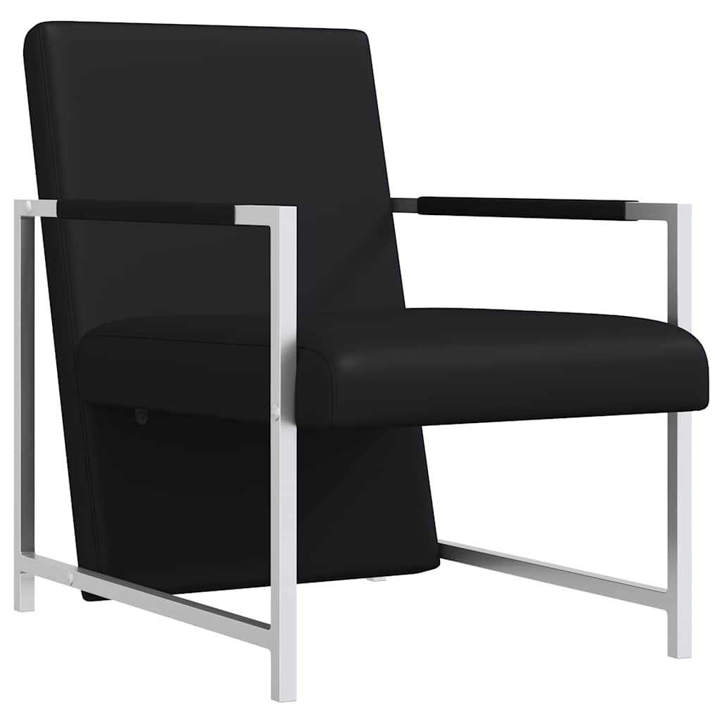 Fauteuils lot de 2 avec cadre chromé noir similicuir - XIOS