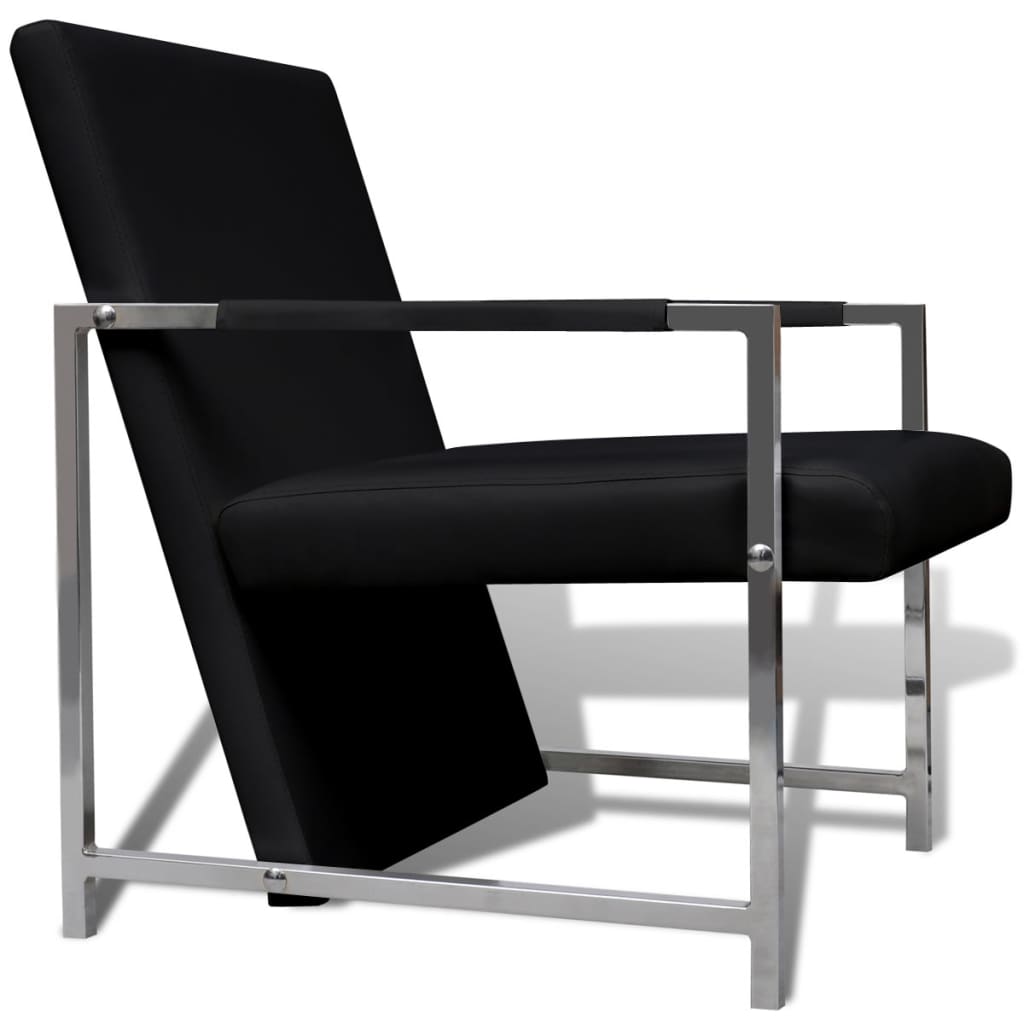 Fauteuils lot de 2 avec cadre chromé noir similicuir - XIOS