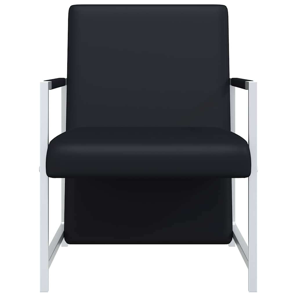 Fauteuils lot de 2 avec cadre chromé noir similicuir - XIOS