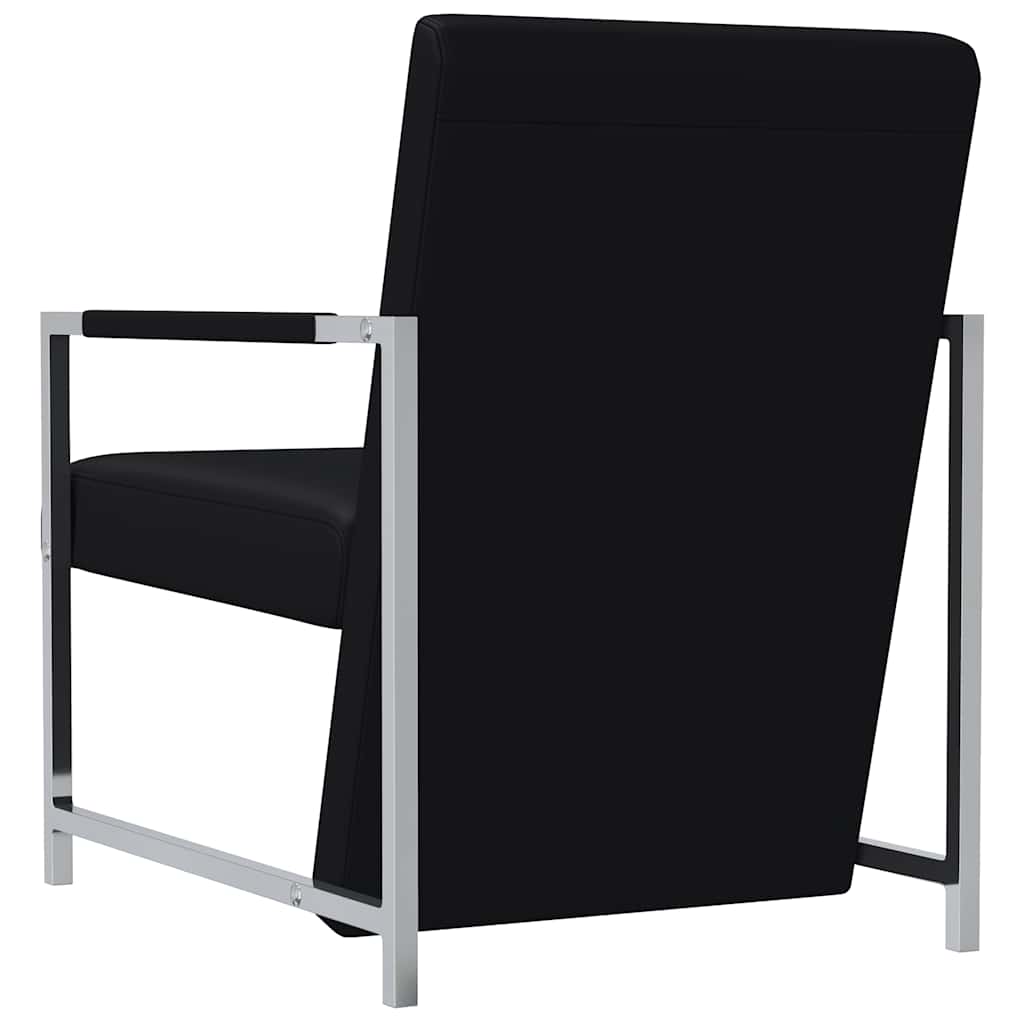 Fauteuils lot de 2 avec cadre chromé noir similicuir - XIOS