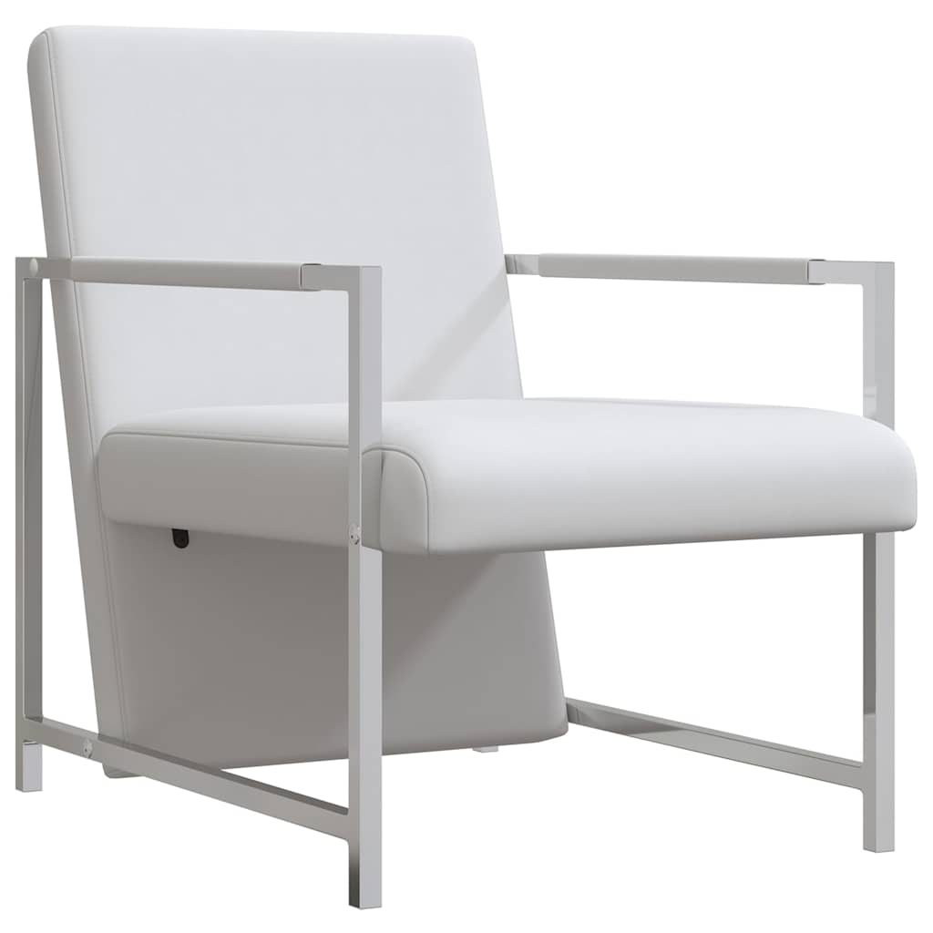 Fauteuils lot de 2 avec cadre chromé blanc similicuir - XIOS