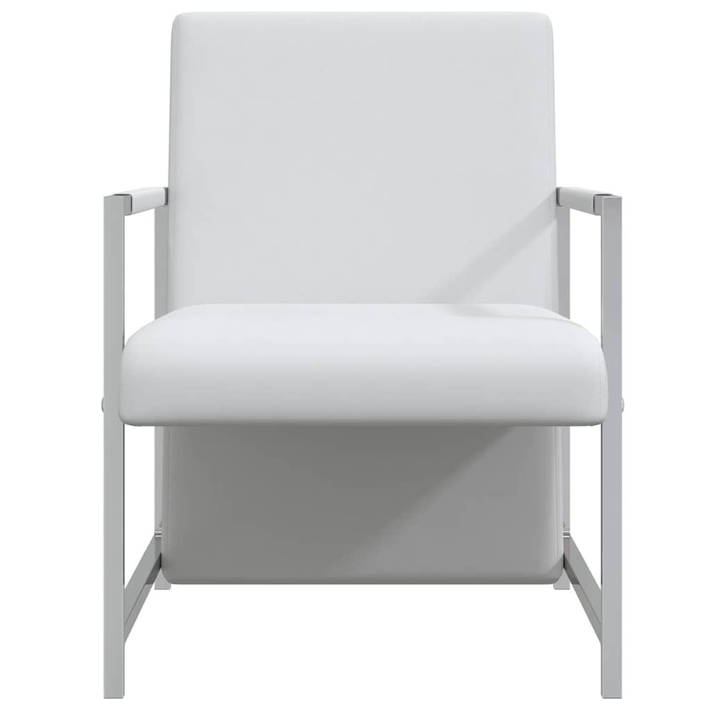 Fauteuils lot de 2 avec cadre chromé blanc similicuir - XIOS