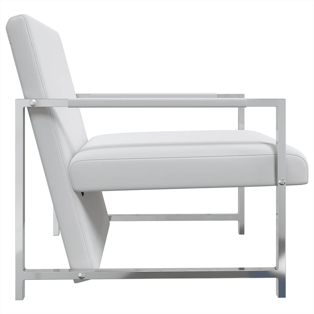 Fauteuils lot de 2 avec cadre chromé blanc similicuir - XIOS