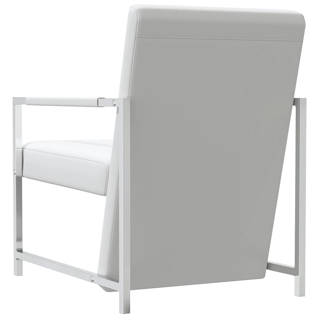 Fauteuils lot de 2 avec cadre chromé blanc similicuir - XIOS