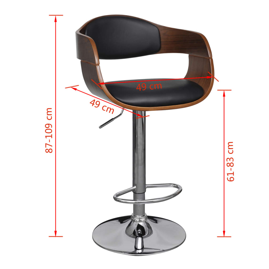 Tabouret de bar bois courbé et similicuir - XIOS