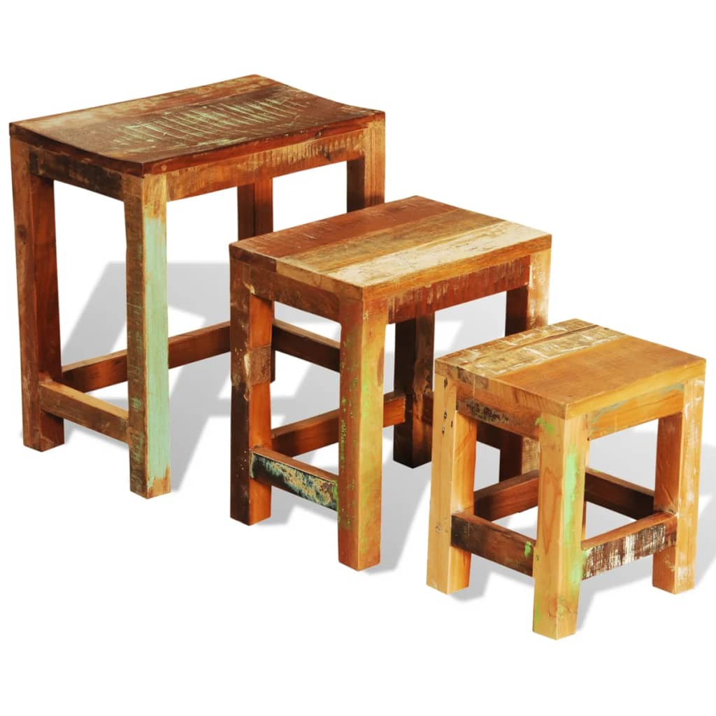 Table gigogne 3 pcs vintage Bois de récupération - XIOS