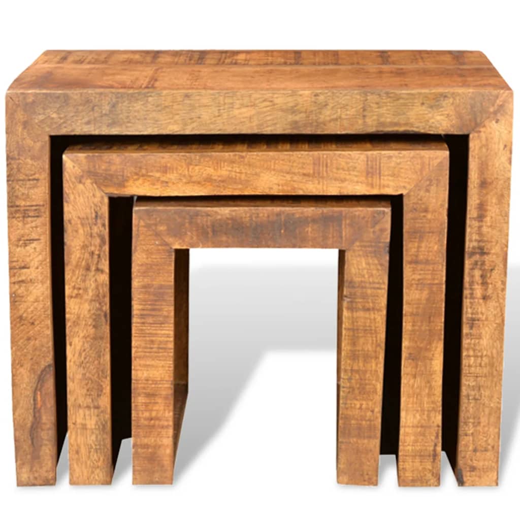Table gigogne 3 pcs Bois massif de manguier - XIOS