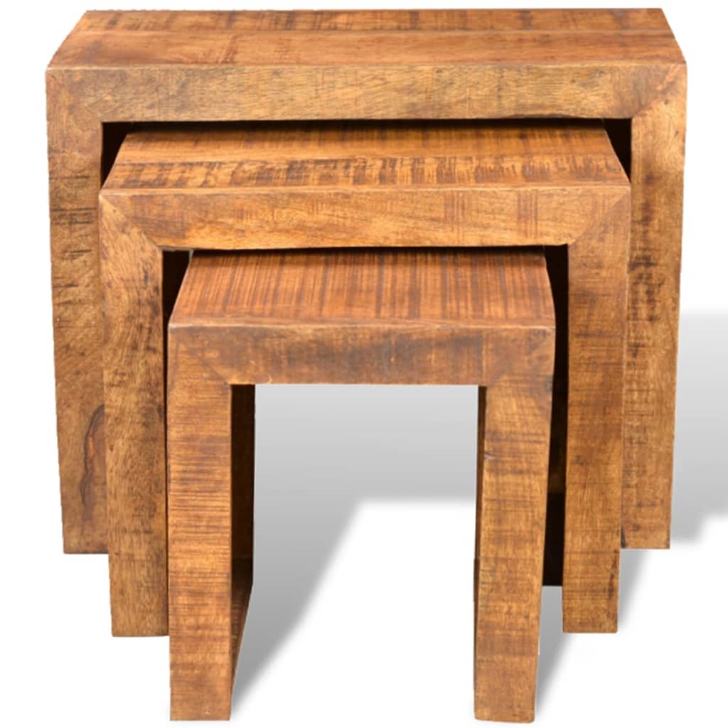 Table gigogne 3 pcs Bois massif de manguier - XIOS