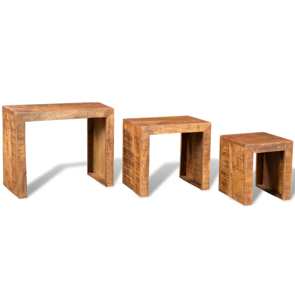 Table gigogne 3 pcs Bois massif de manguier - XIOS