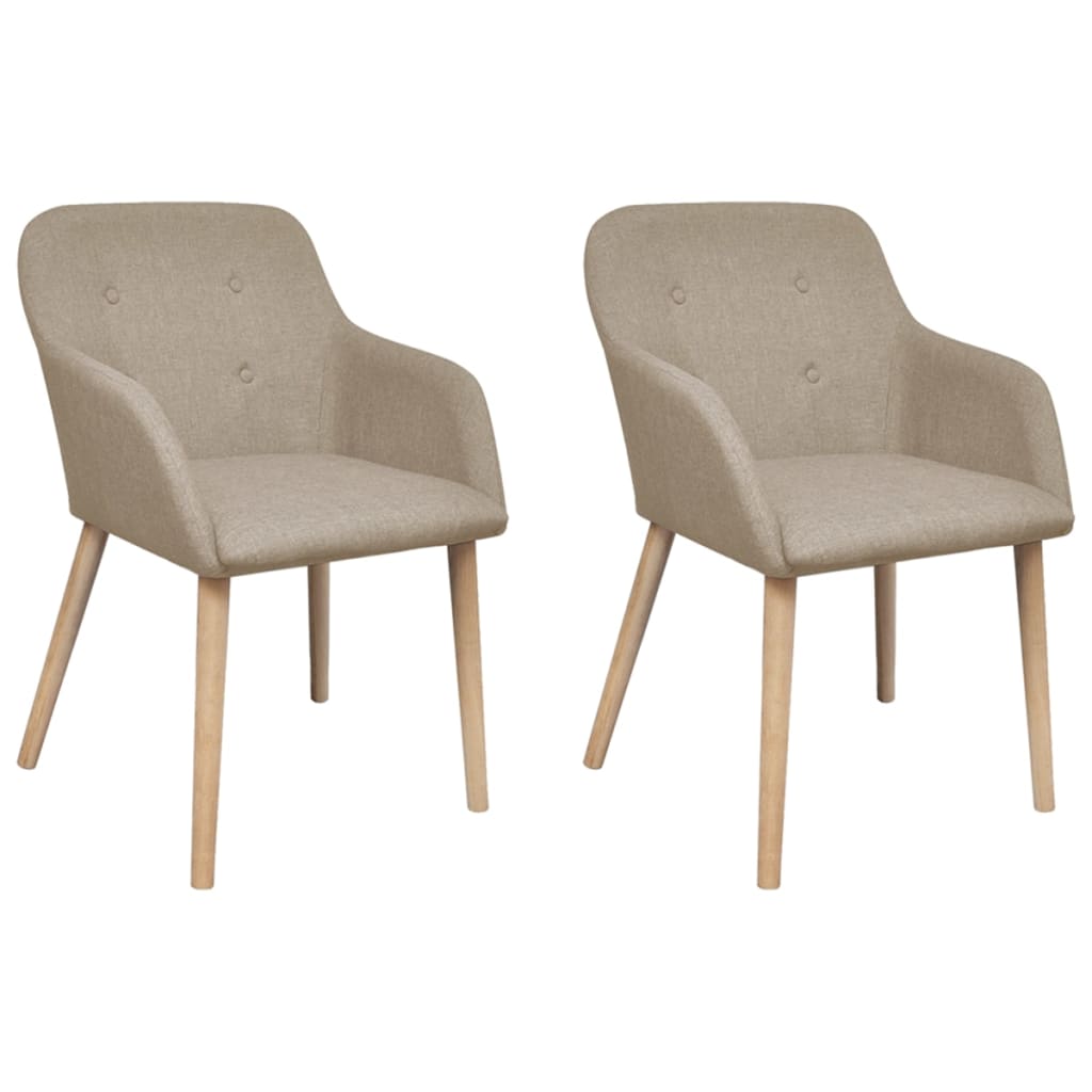 Chaises à manger lot de 2 beige tissu et chêne massif - XIOS