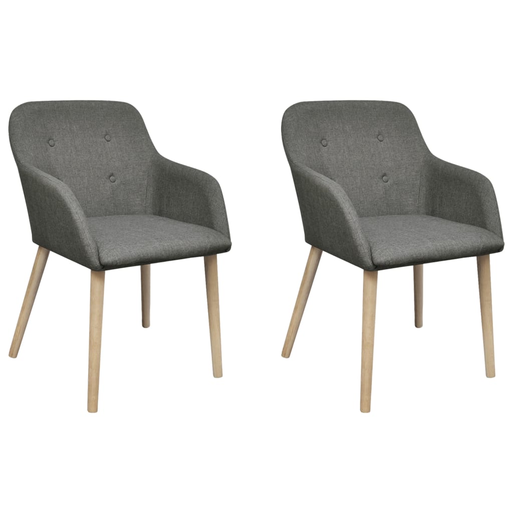 Chaises à manger lot de 2 gris clair tissu et chêne massif - XIOS
