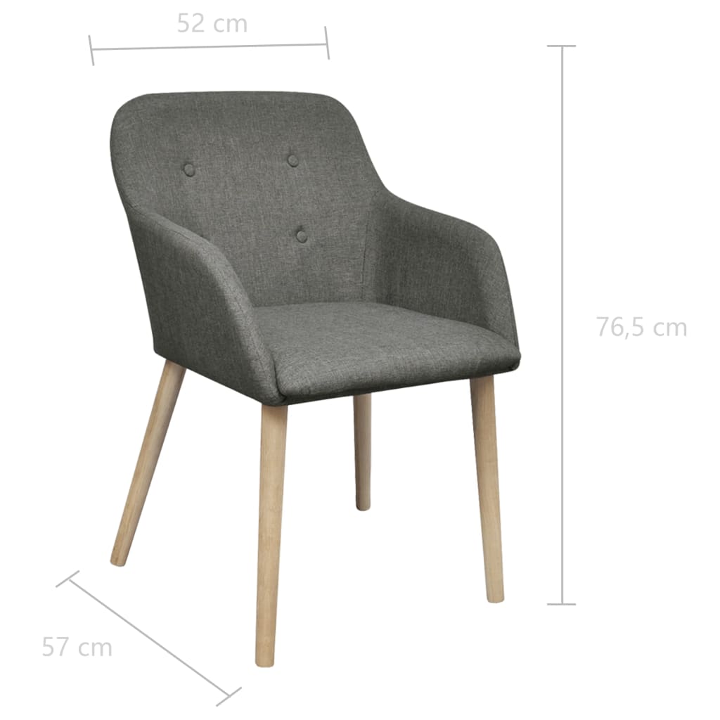 Chaises à manger lot de 2 gris clair tissu et chêne massif - XIOS