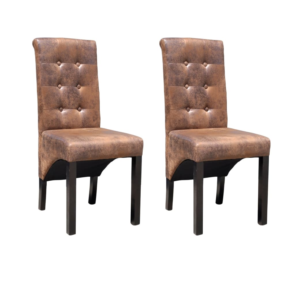 Chaises à manger lot de 2 marron similicuir - XIOS