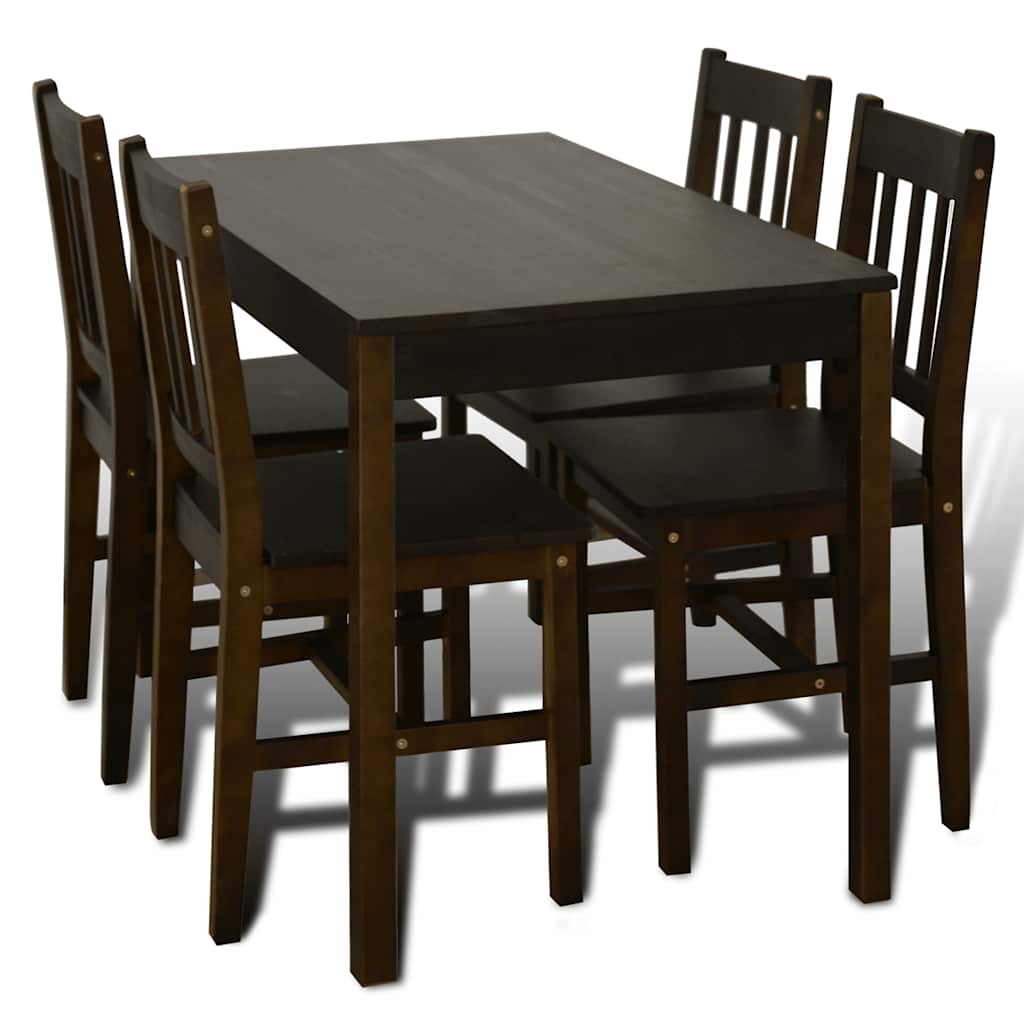 Table de salle à manger avec 4 chaises Marron