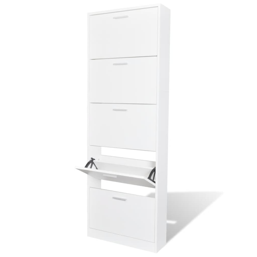 Meuble à chaussures en bois avec 5 compartiments Blanc - XIOS