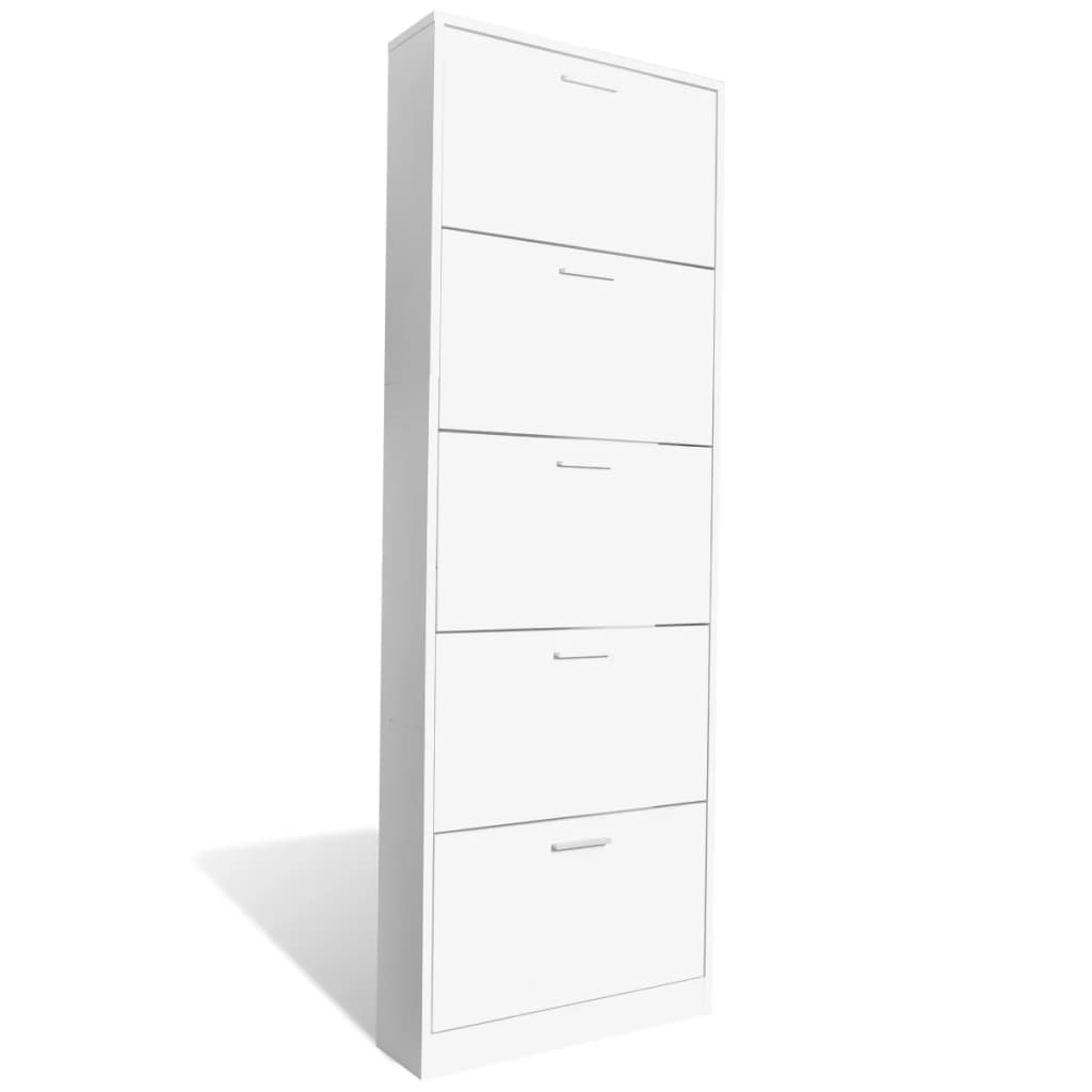 Meuble à chaussures en bois avec 5 compartiments Blanc - XIOS