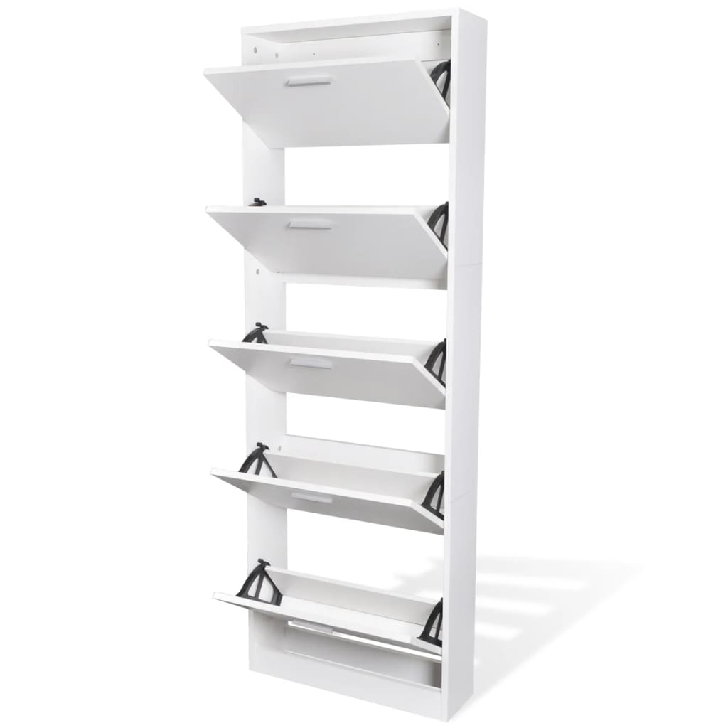 Meuble à chaussures en bois avec 5 compartiments Blanc - XIOS