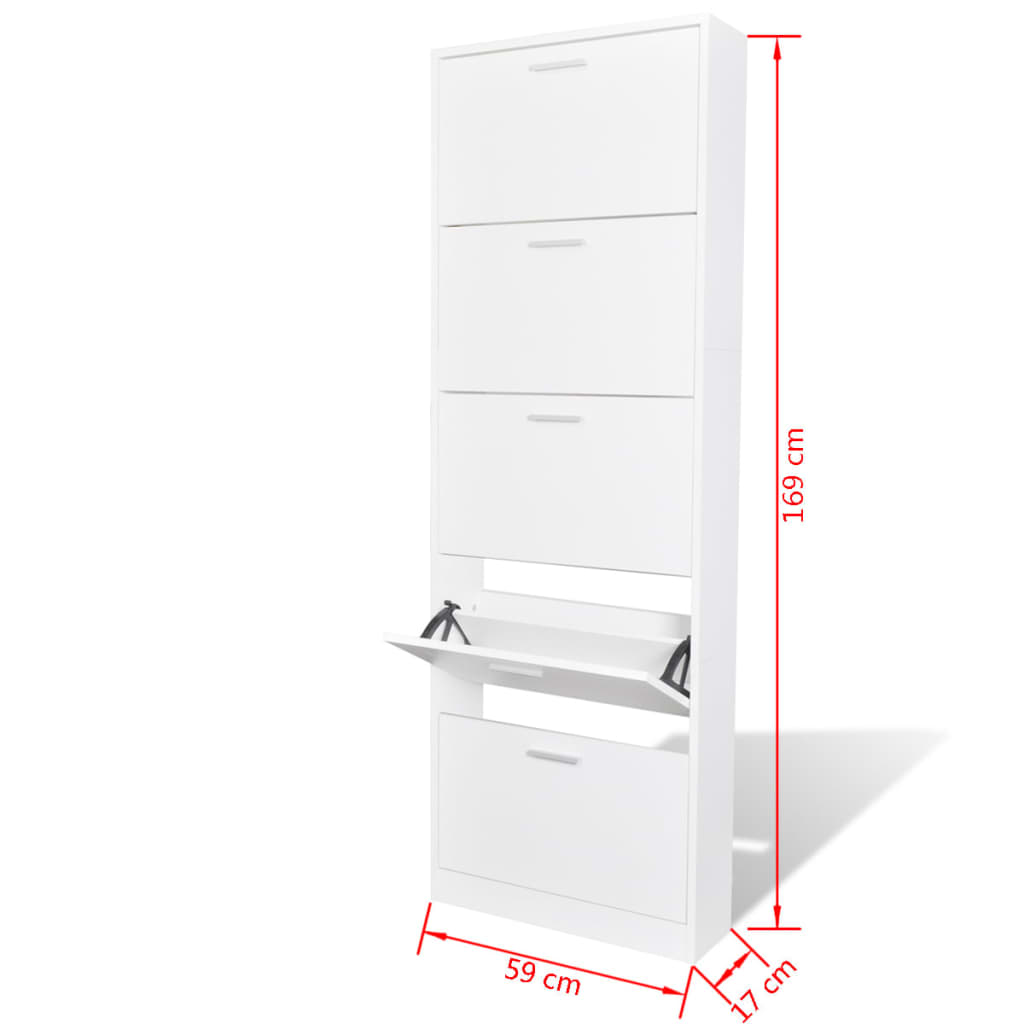 Meuble à chaussures en bois avec 5 compartiments Blanc - XIOS