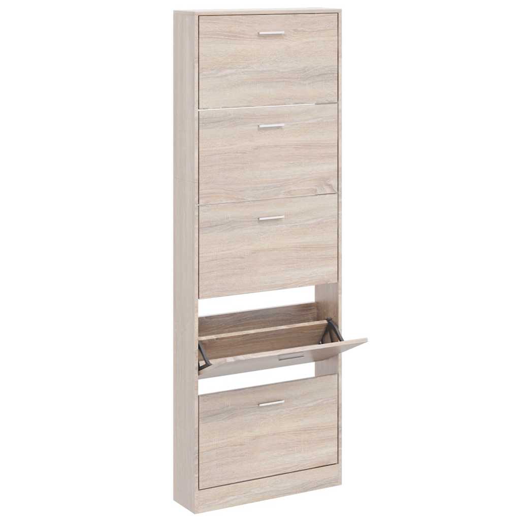 Meuble à chaussures en bois avec 5 compartiments Aspect chêne - XIOS