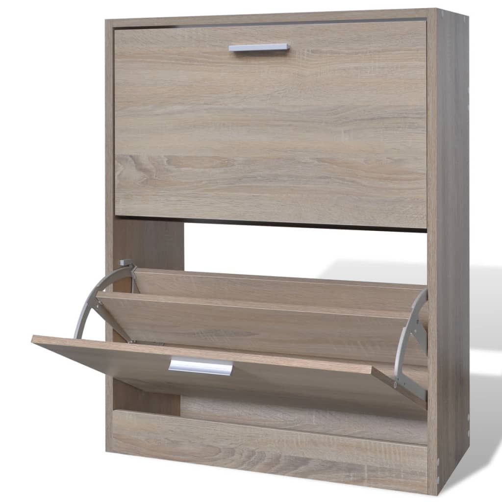 Meuble à chaussures en bois avec 2 compartiments Aspect chêne - XIOS