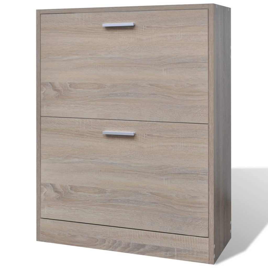 Meuble à chaussures en bois avec 2 compartiments Aspect chêne - XIOS