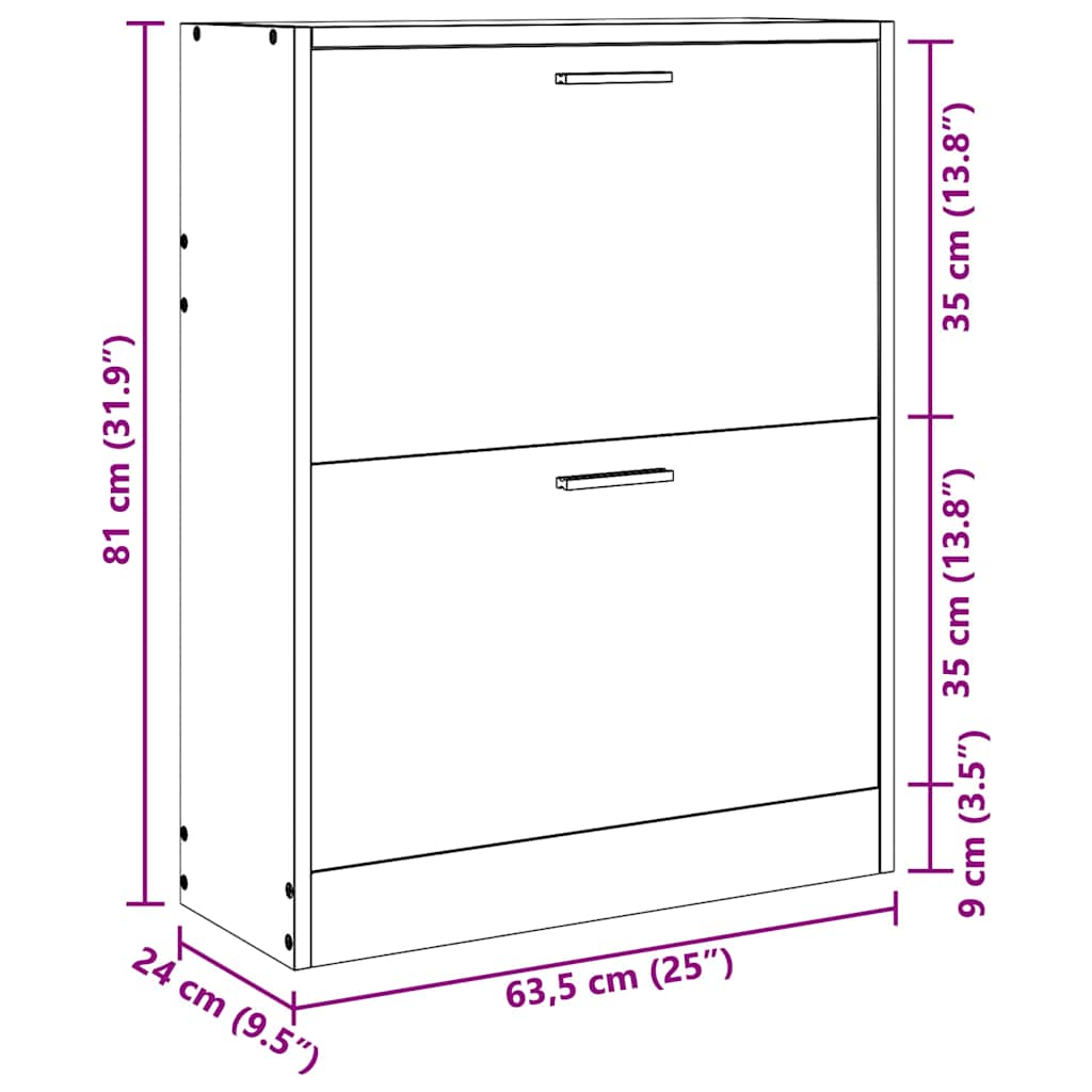 Meuble à chaussures en bois avec 2 compartiments Aspect chêne - XIOS