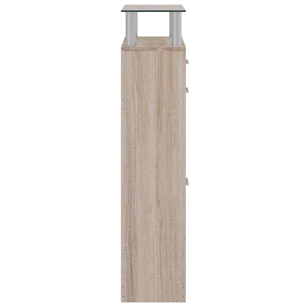 Meuble à chaussures avec tiroir et plateau en verre Bois