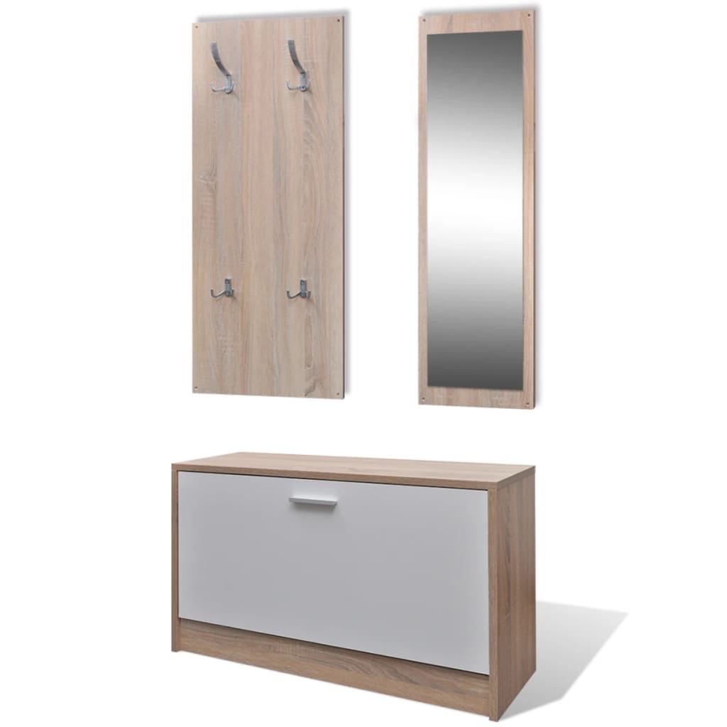 Armoire à chaussures 3-en-1 Bois Chêne et blanc - XIOS