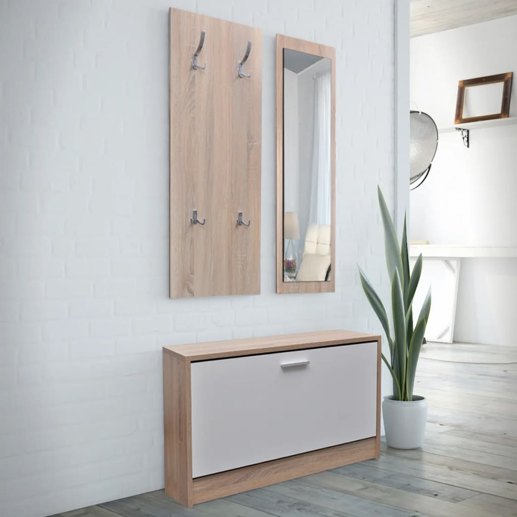 Armoire à chaussures 3-en-1 Bois Chêne et blanc - XIOS