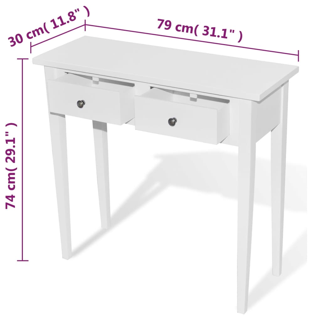 Table de console et coiffeuse avec 2 tiroirs Blanc - XIOS