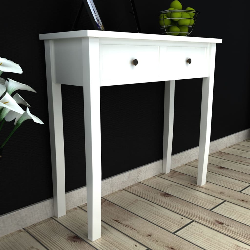 Table de console et coiffeuse avec 2 tiroirs Blanc - XIOS