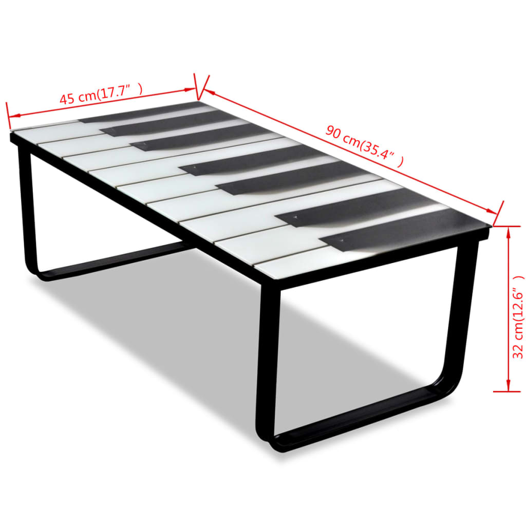Table basse avec impression de piano Dessus de table en verre - XIOS