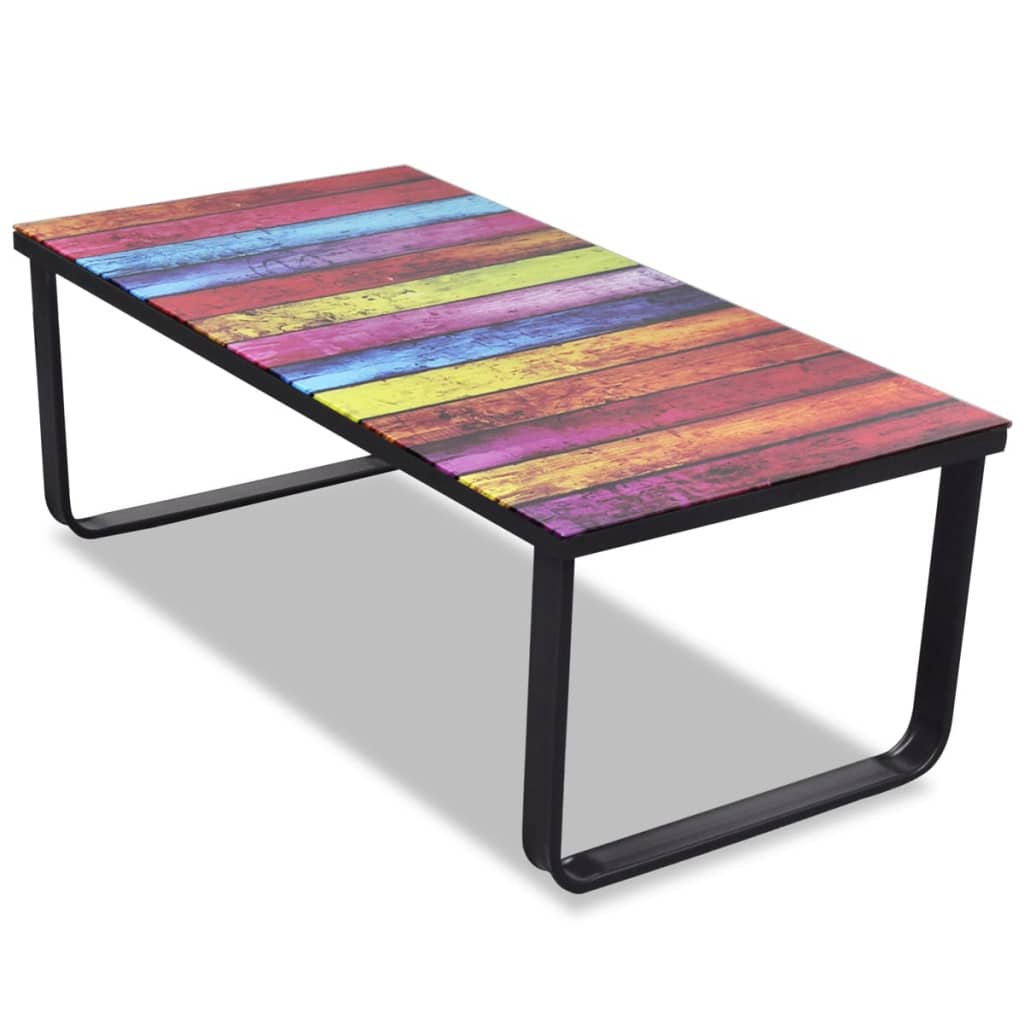 Table basse avec impression d'arc-en-ciel Dessus en verre - XIOS