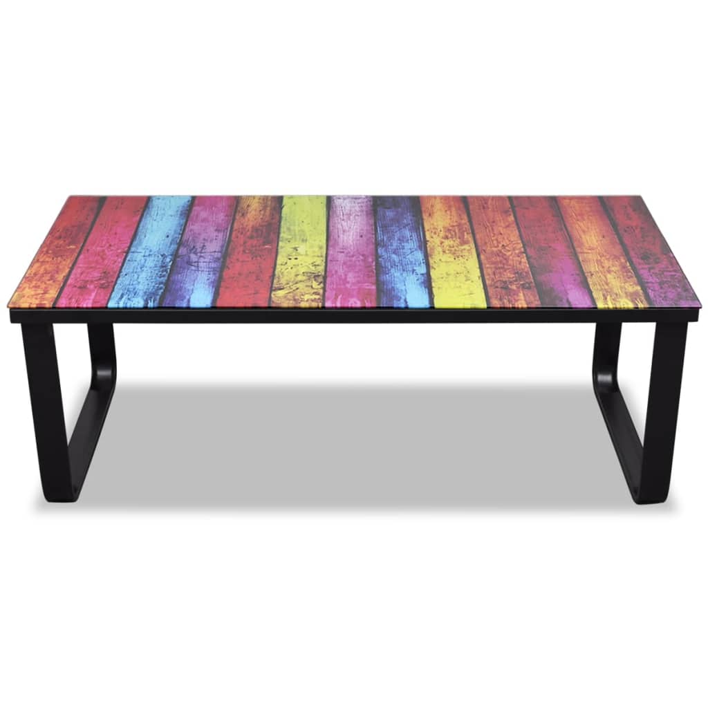 Table basse avec impression d'arc-en-ciel Dessus en verre - XIOS