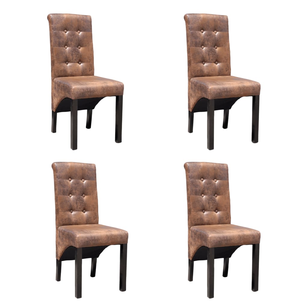 Chaises à manger lot de 4 marron similicuir - XIOS