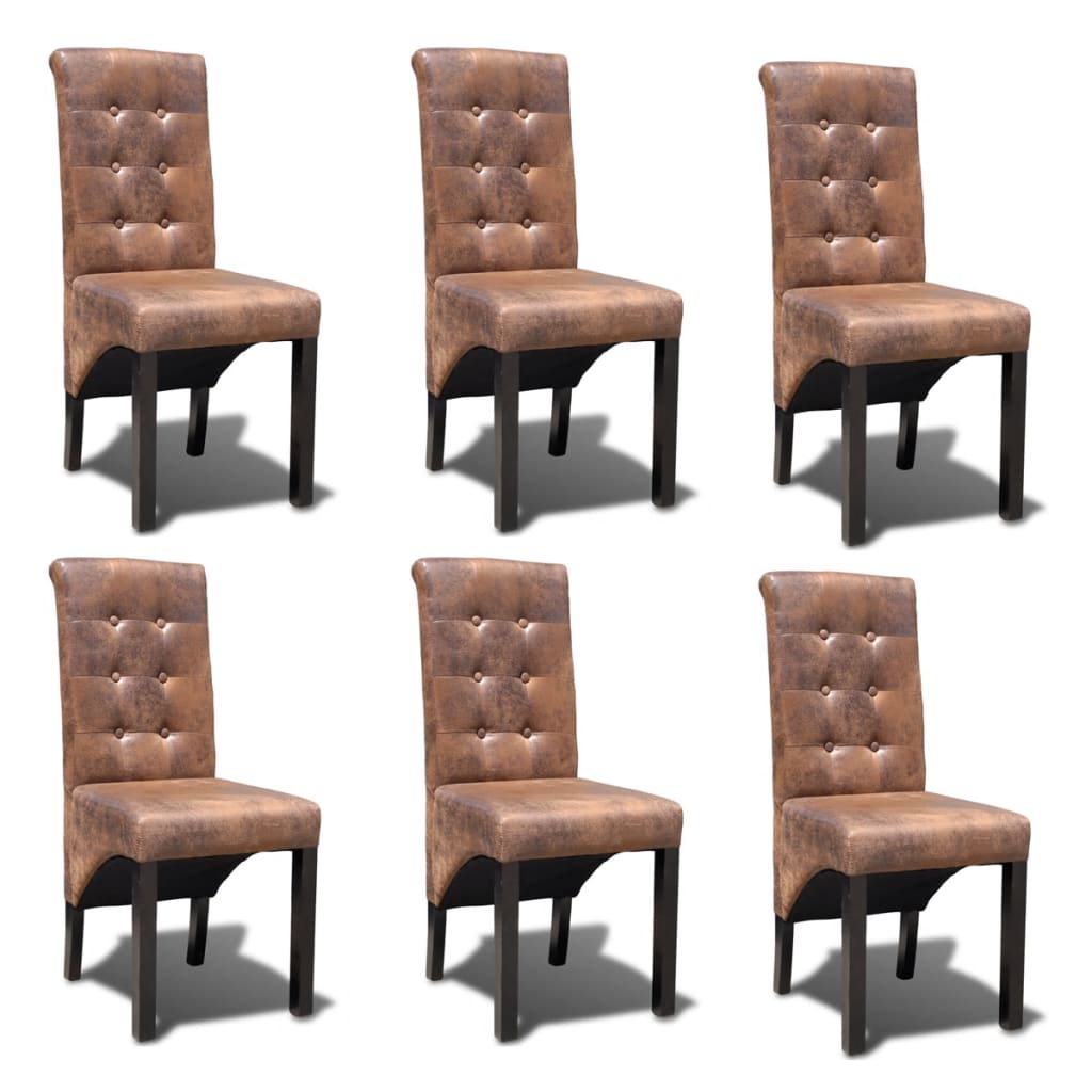 Chaises à manger lot de 6 marron similicuir - XIOS