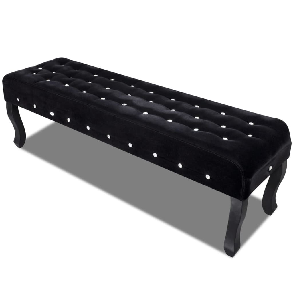 Banc noir tissu velours avec boutons en cristal - XIOS
