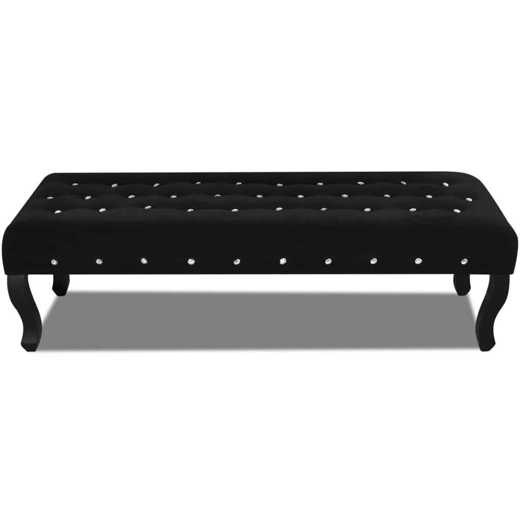 Banc noir tissu velours avec boutons en cristal - XIOS