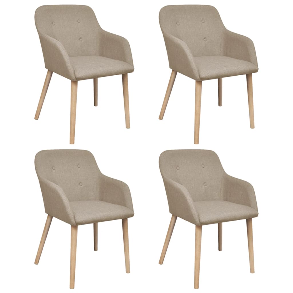 Chaises à manger lot de 4 beige tissu et chêne massif - XIOS
