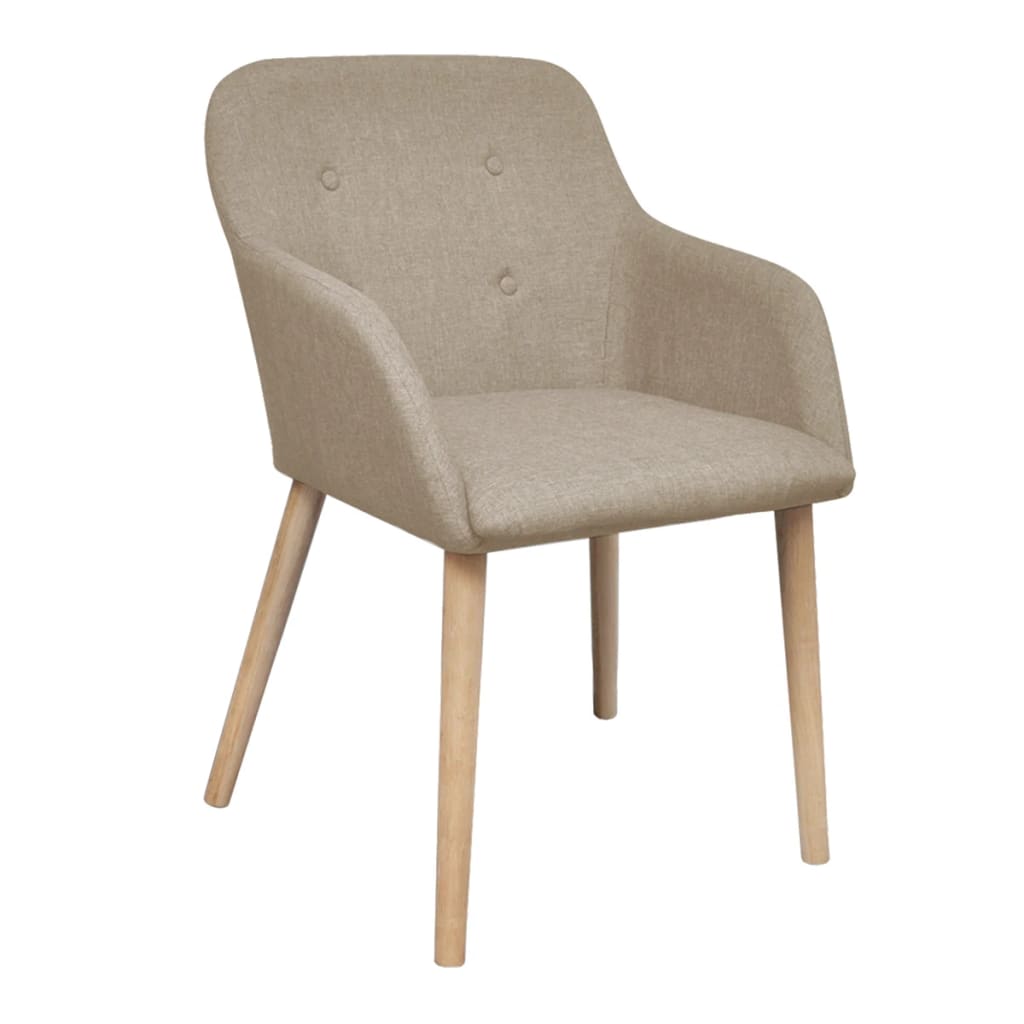 Chaises à manger lot de 4 beige tissu et chêne massif - XIOS