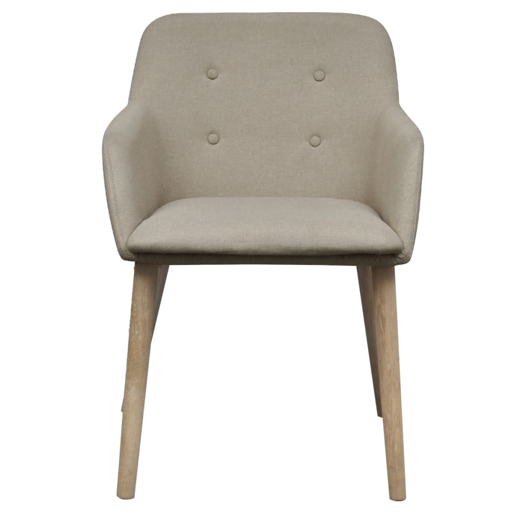 Chaises à manger lot de 4 beige tissu et chêne massif - XIOS