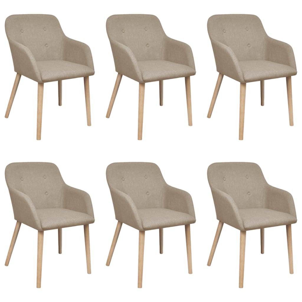 Chaises à manger lot de 6 beige tissu et chêne massif - XIOS