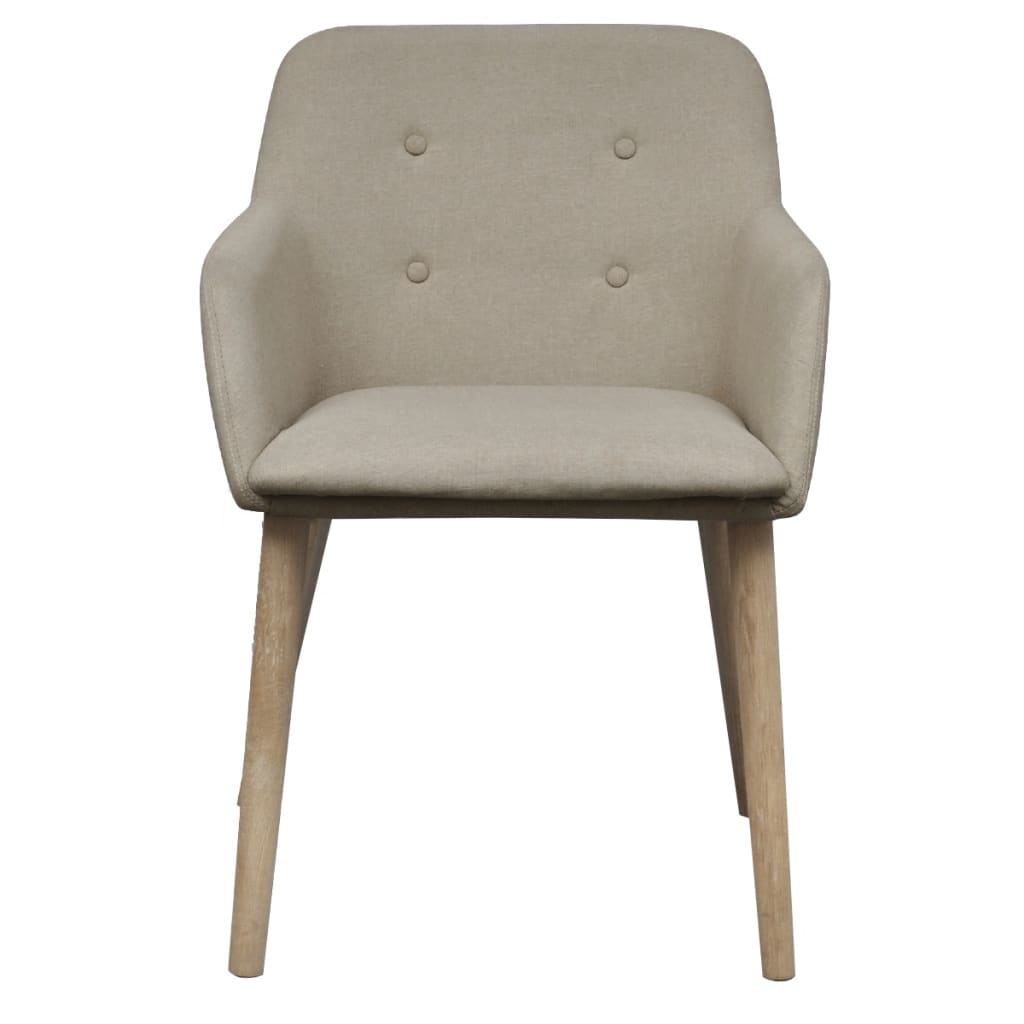 Chaises à manger lot de 6 beige tissu et chêne massif - XIOS