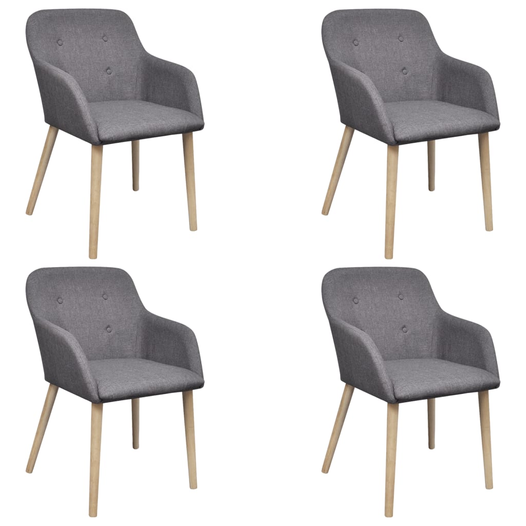 Chaises à manger lot de 4 gris clair tissu et chêne massif - XIOS