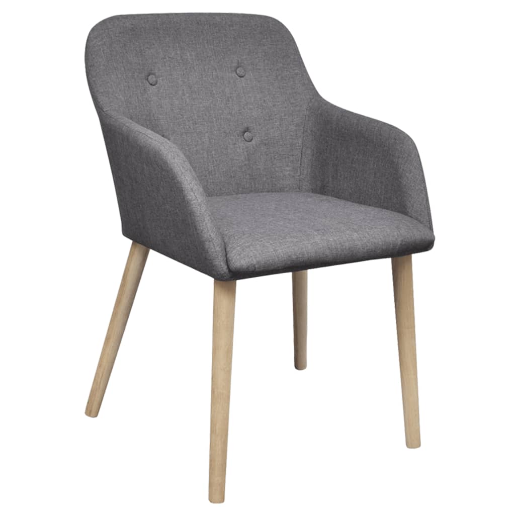 Chaises à manger lot de 4 gris clair tissu et chêne massif - XIOS