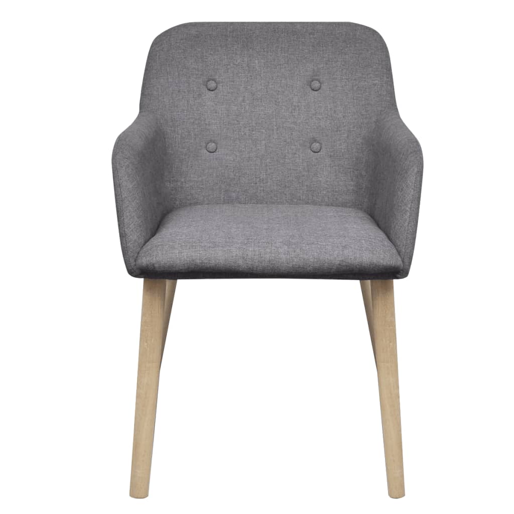 Chaises à manger lot de 4 gris clair tissu et chêne massif - XIOS